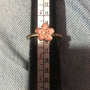 Size 7 gold and pink flower ring